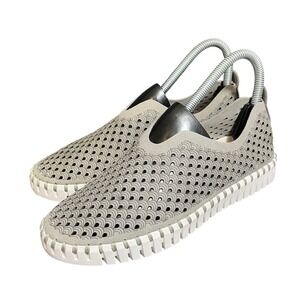 Ilse Jacobsen Tulip Light Weight Slip On Perforated Flat Sneakers Gray 37 US 6.5